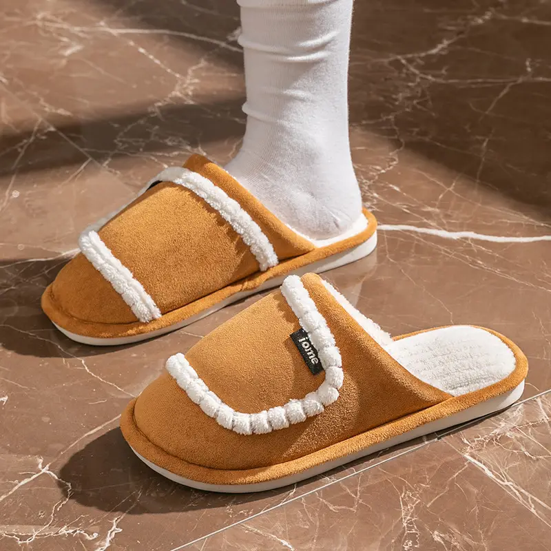 Cotton Slippers Women's Winter Home Spring and Autumn Indoor Warm Non-slip Home Cixi Winter Couple Fur Plush Men