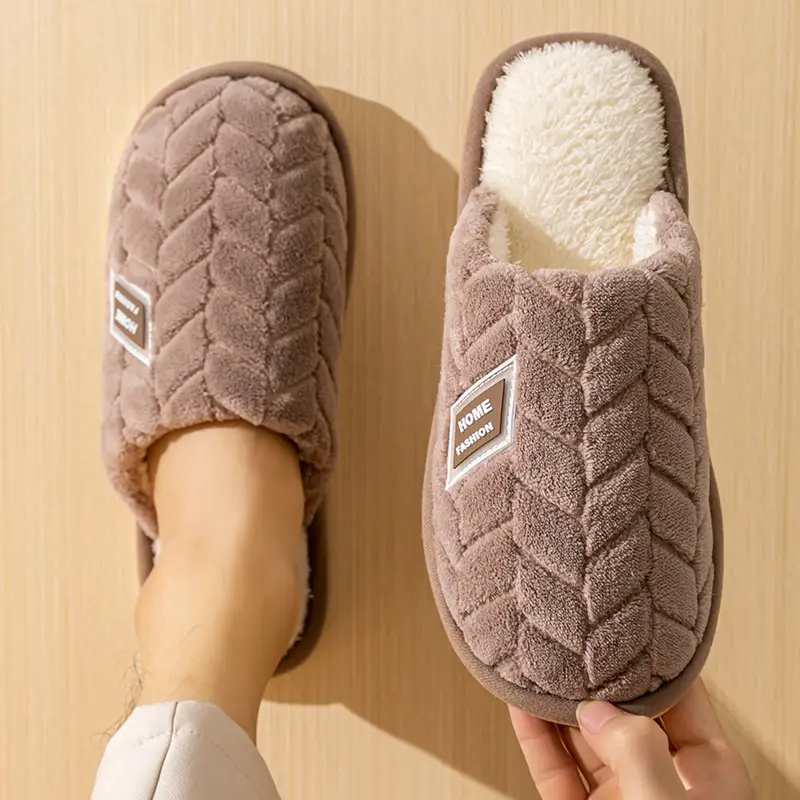 Cotton Slippers Women's Winter Home Spring and Autumn Indoor Warm Non-slip Home Cixi Winter Couple Fur Plush Men