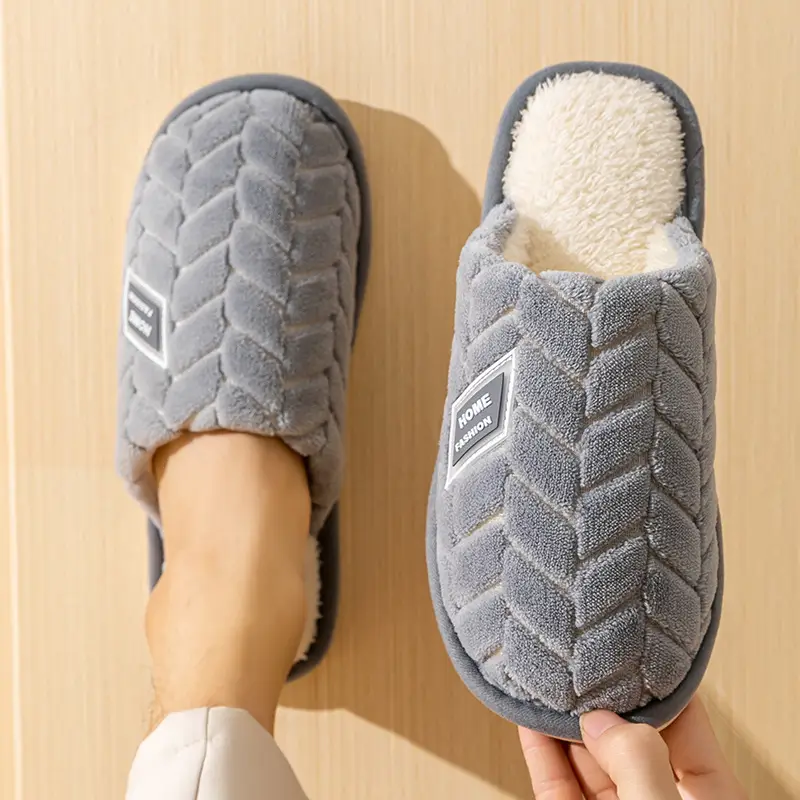 Cotton Slippers Women's Winter Home Spring and Autumn Indoor Warm Non-slip Home Cixi Winter Couple Fur Plush Men