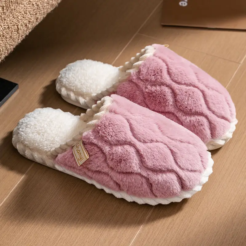 Cotton Slippers Women's Winter Home Spring and Autumn Indoor Warm Non-slip Home Cixi Winter Couple Fur Plush Men