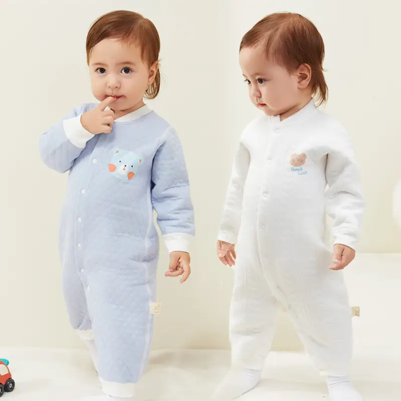 Newborn Baby Cotton Full Moon Suit Light Blue - Image 14