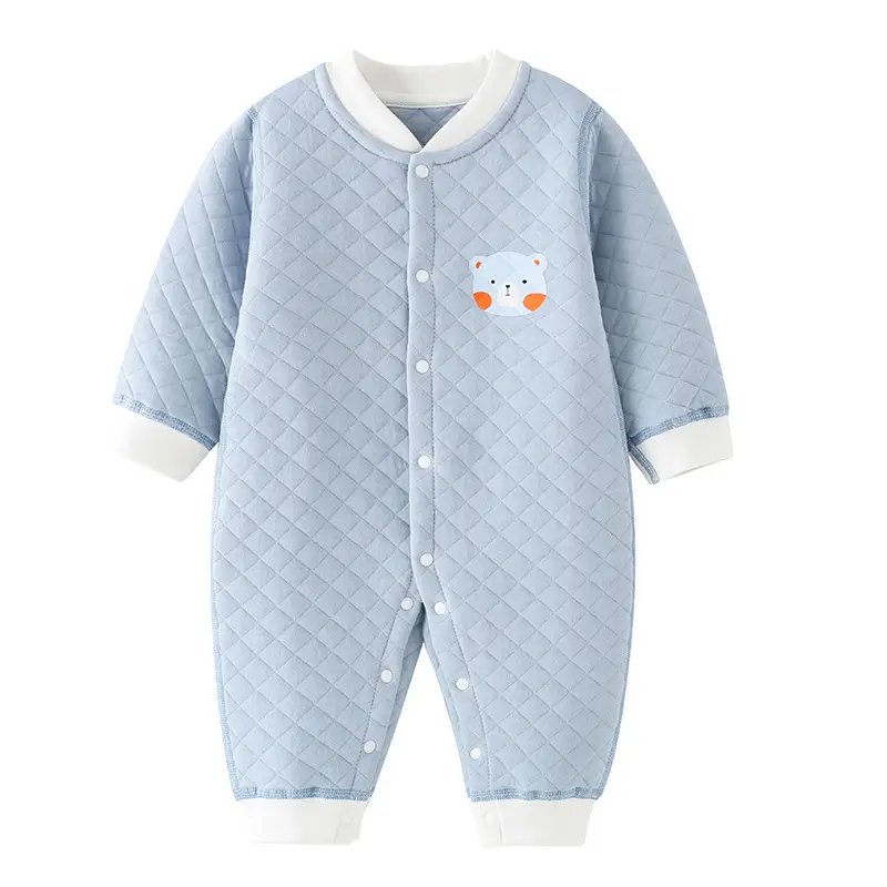 Newborn Baby Cotton Full Moon Suit Light Blue - Image 4