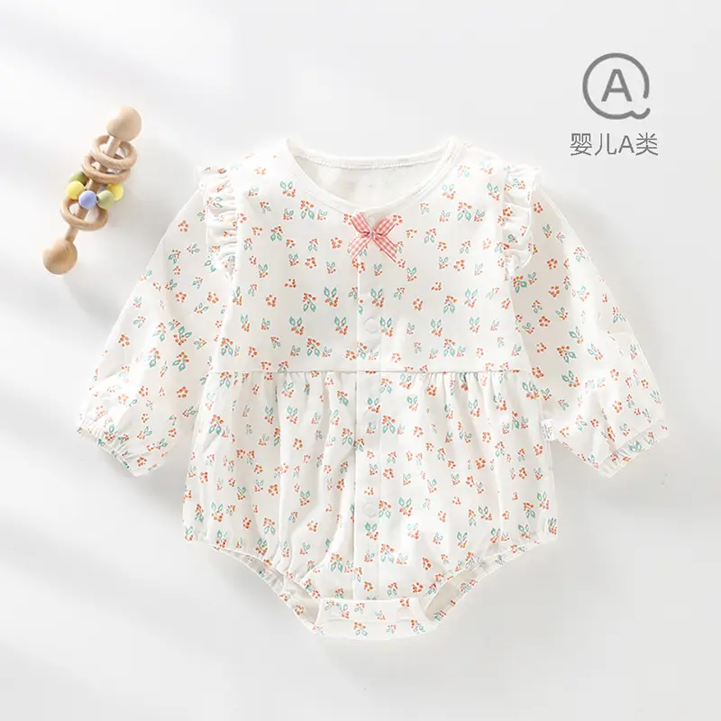 Baby Girl's Boneless Climbing Suit White Floral - Image 2
