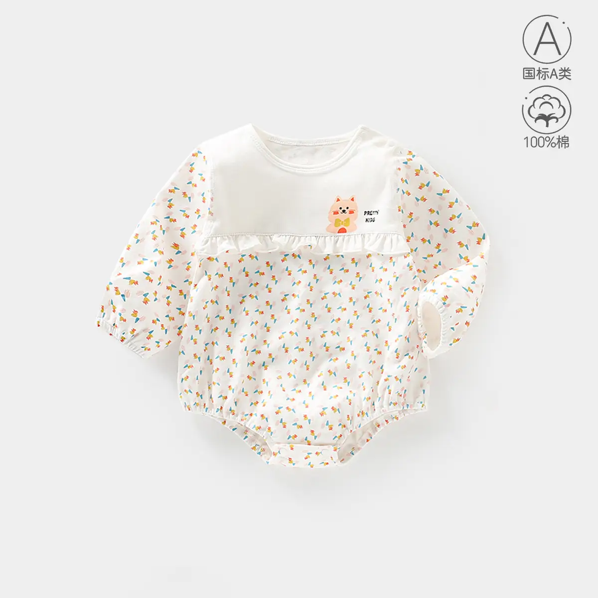 Baby Girl's Boneless Climbing Suit White Floral - Image 3