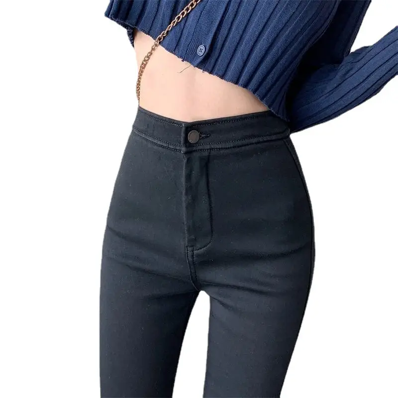 Women Grey Slim Fit High Waist Jeans Spring Autumn - Image 9