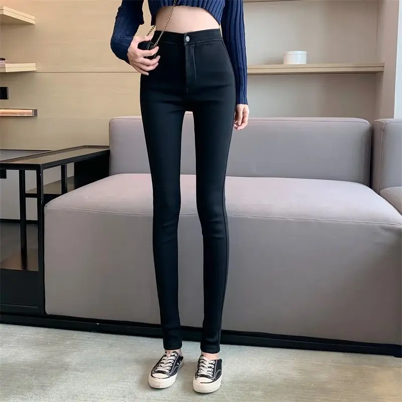 Women Grey Slim Fit High Waist Jeans Spring Autumn — feature 19