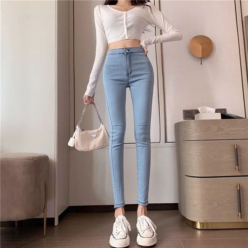 Women Grey Slim Fit High Waist Jeans Spring Autumn — feature 2