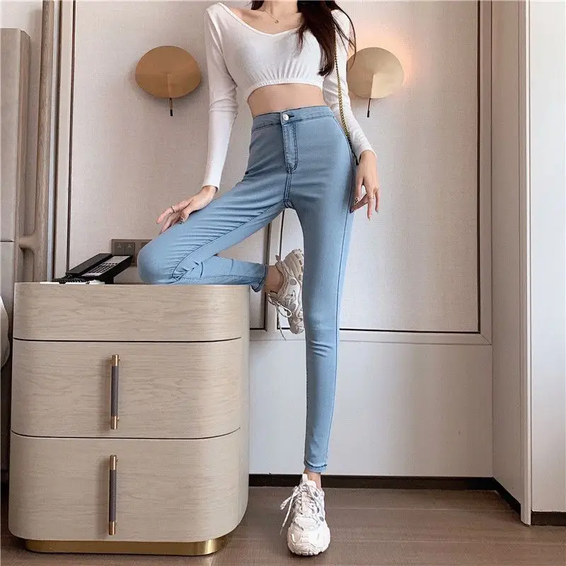 Women Grey Slim Fit High Waist Jeans Spring Autumn — feature 3