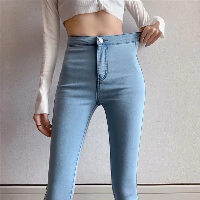 Women Grey Slim Fit High Waist Jeans Spring Autumn - Image 3