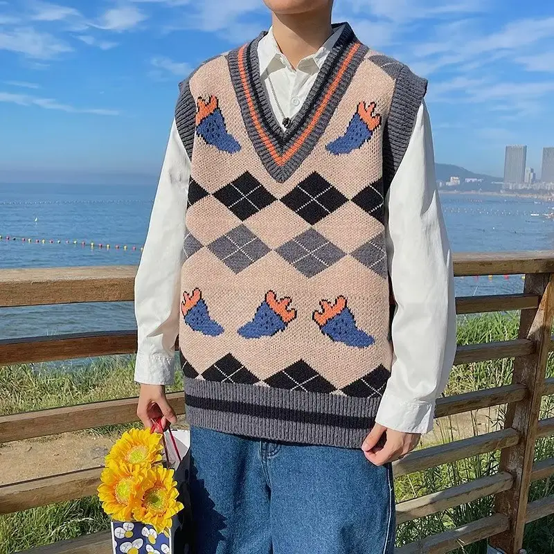 Japanese Style Knitted Vest Men's Sleeveless Outer Wear - Image 22