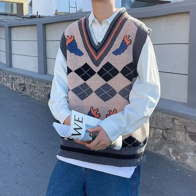 Japanese Style Knitted Vest Men's Sleeveless Outer Wear - Image 9