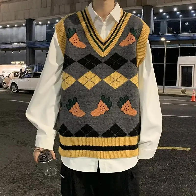 Japanese Style Knitted Vest Men's Sleeveless Outer Wear - Image 10