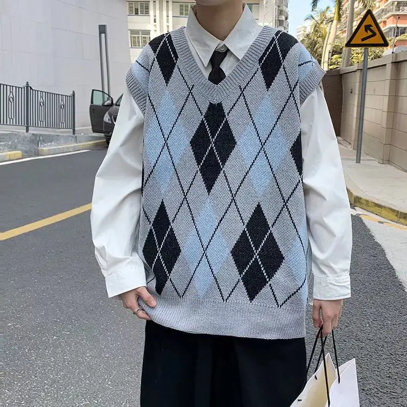 Japanese Style Knitted Vest Men's Sleeveless Outer Wear - Image 14