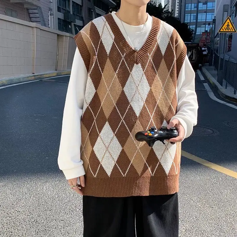 Japanese Style Knitted Vest Men's Sleeveless Outer Wear - Image 15