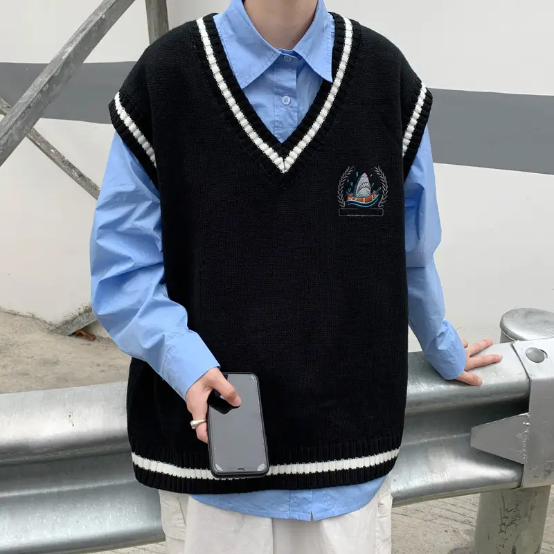 Japanese Style Knitted Vest Men's Sleeveless Outer Wear - Image 16