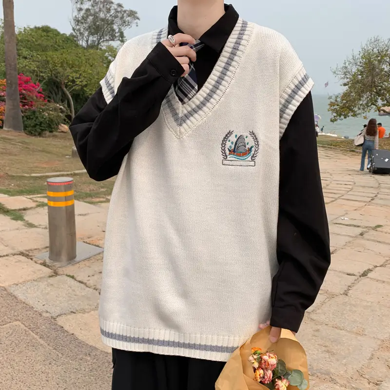 Japanese Style Knitted Vest Men's Sleeveless Outer Wear - Image 17