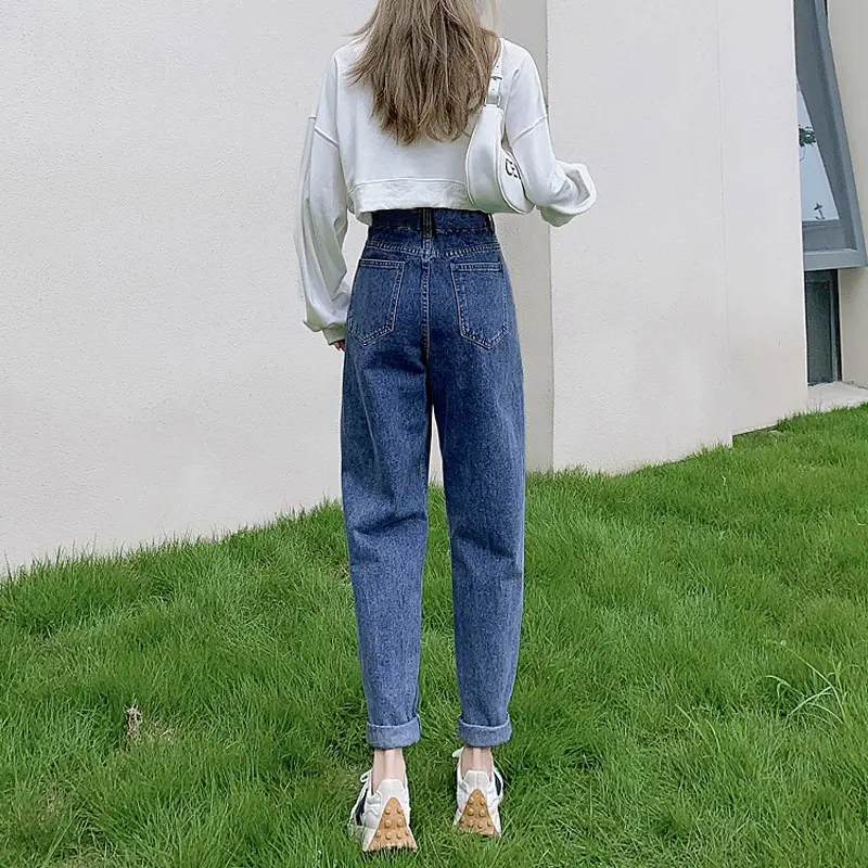 Women's Slim Fit Cropped Jeans with High Waist & Radish Wash - Image 7
