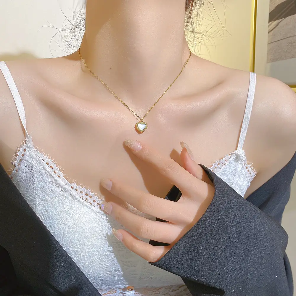 Gold Fritillary Heart Pendant Necklace for Women - Image 2
