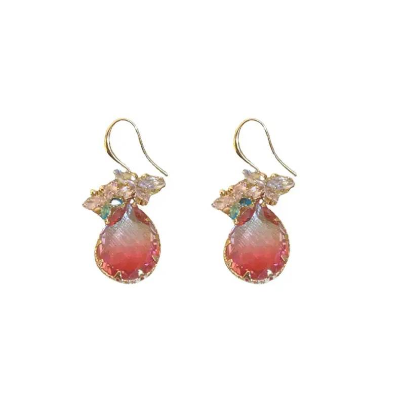 Pink Zircon Butterfly Earrings for Women