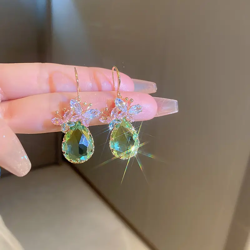 Pink Zircon Butterfly Earrings for Women