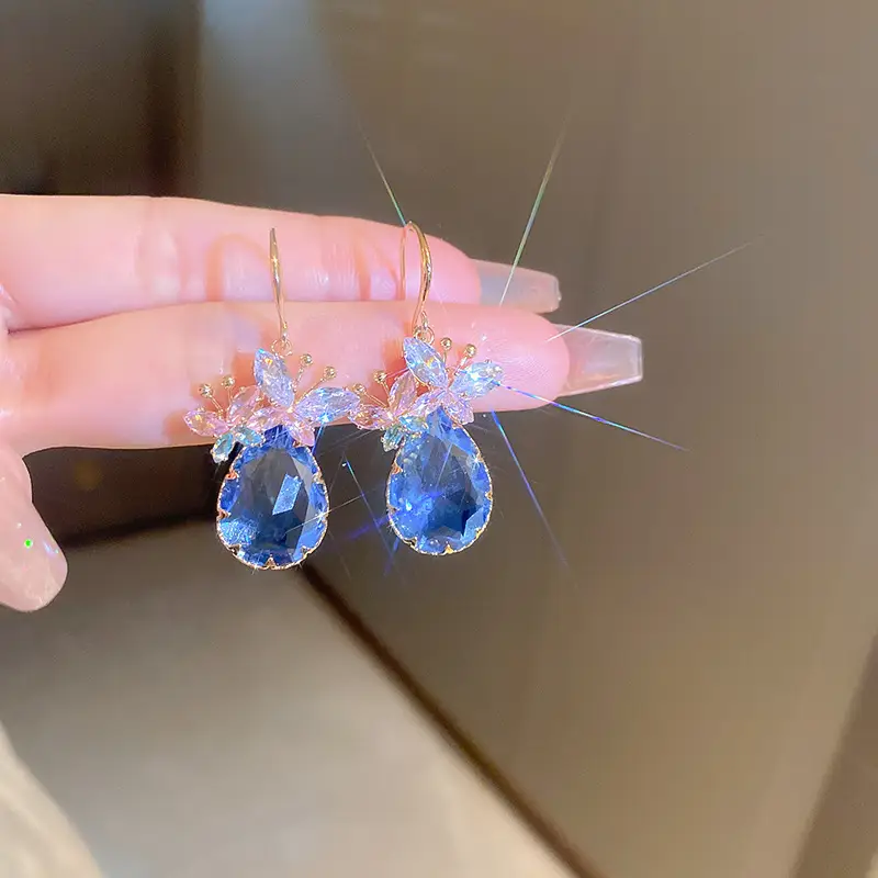 Pink Zircon Butterfly Earrings for Women