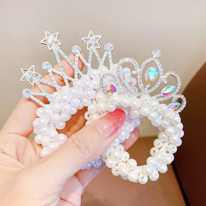 Pearl Crown for Girls with Star & Crystal Accents