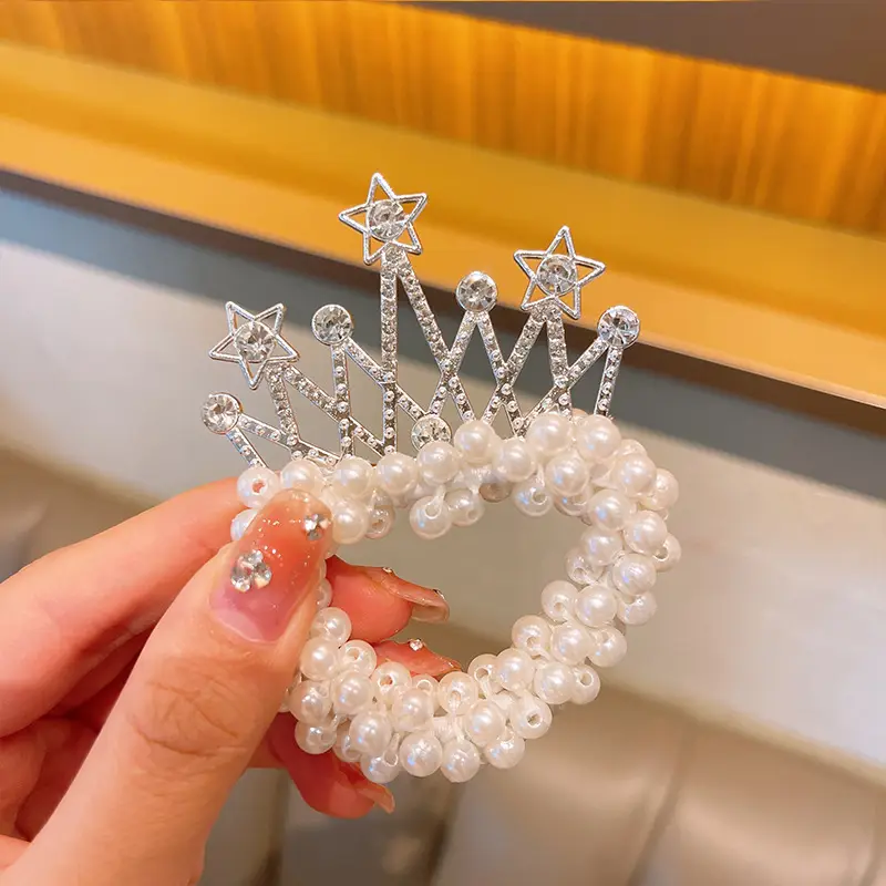 Pearl Crown for Girls with Star & Crystal Accents