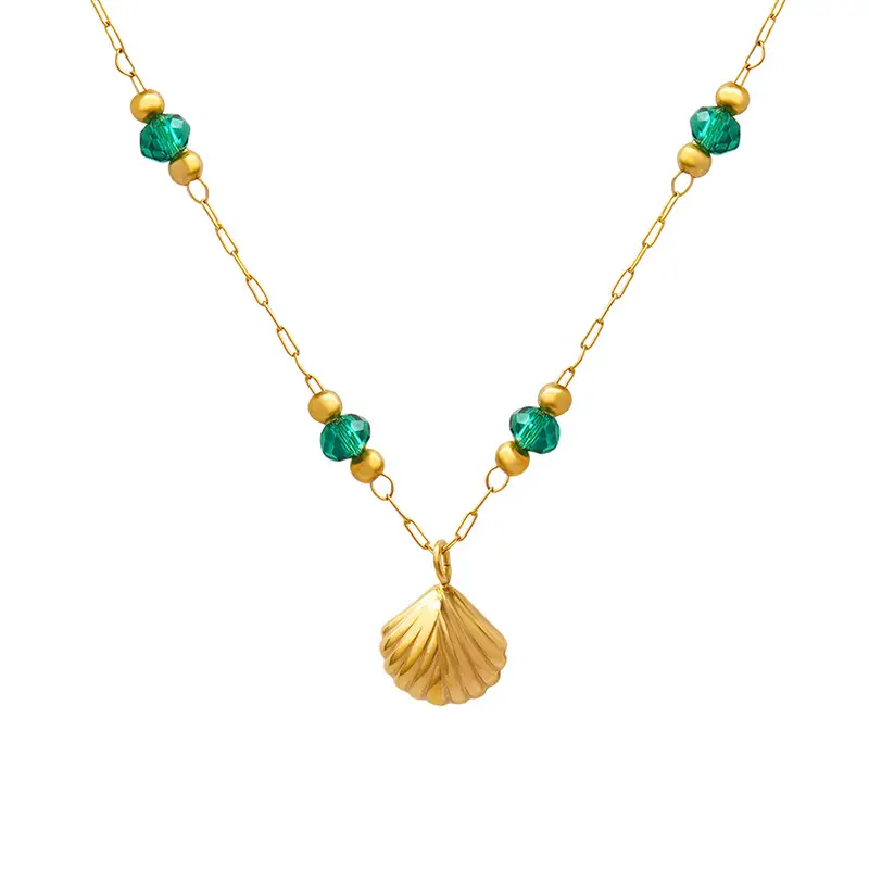 Korean Style Crystal Beads Necklace with Pearl Pendant