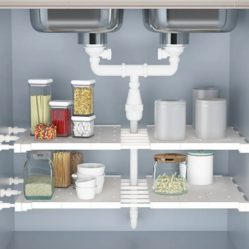 White Nail-Free Kitchen Partition Shelf 30-45cm - Image 18