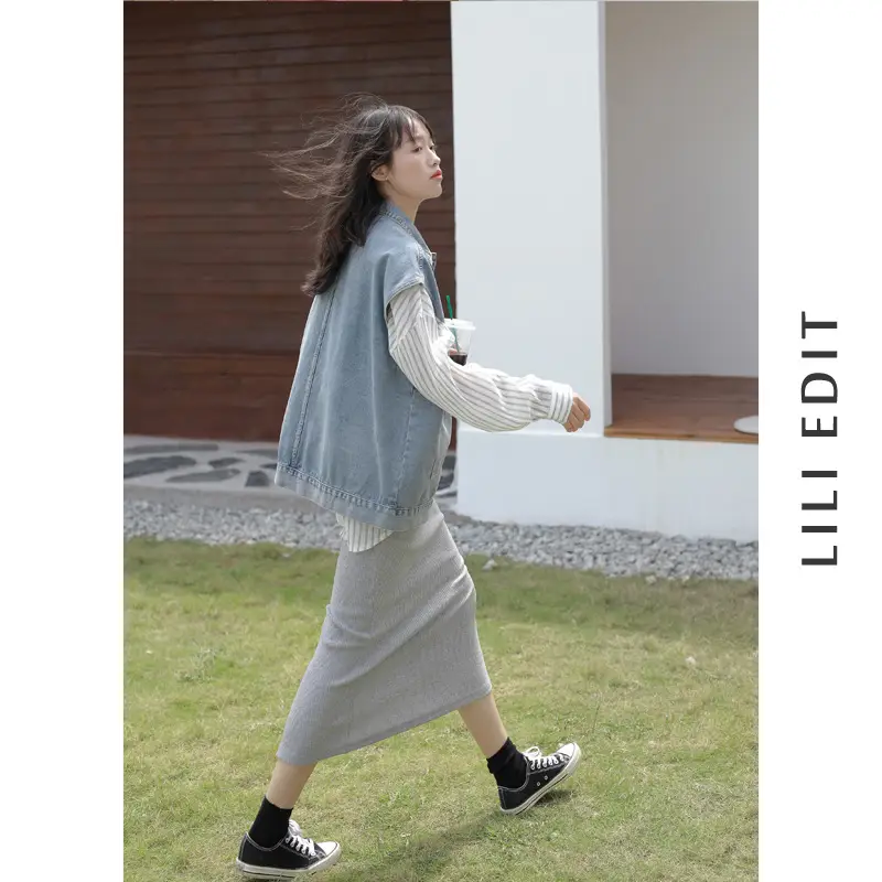 Women Denim Vest Coat Sleeveless Spring Autumn Loose Fit - Image 4