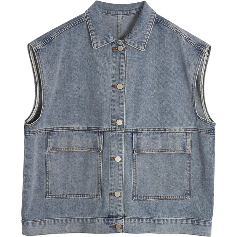 Women Denim Vest Coat Sleeveless Spring Autumn Loose Fit - Image 7