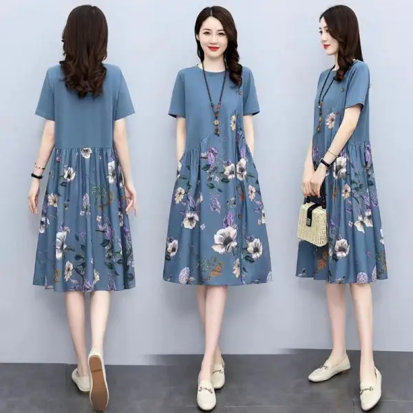 Korean Style Floral Print Dress for Women Plus Size
