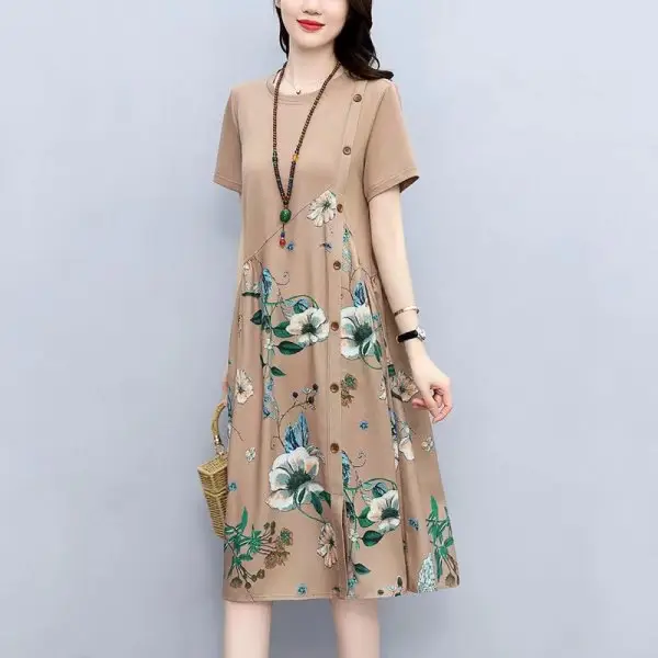 Korean Style Floral Print Dress for Women Plus Size