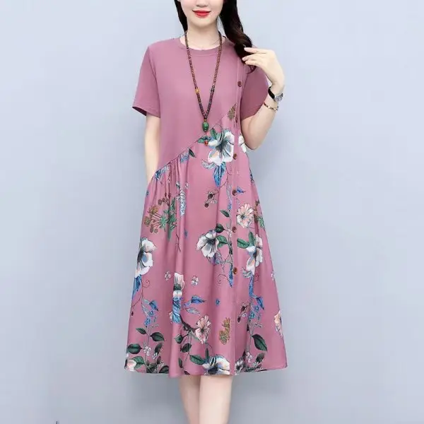 Korean Style Floral Print Dress for Women Plus Size