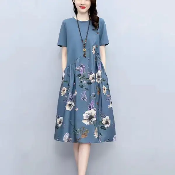 Korean Style Floral Print Dress for Women Plus Size