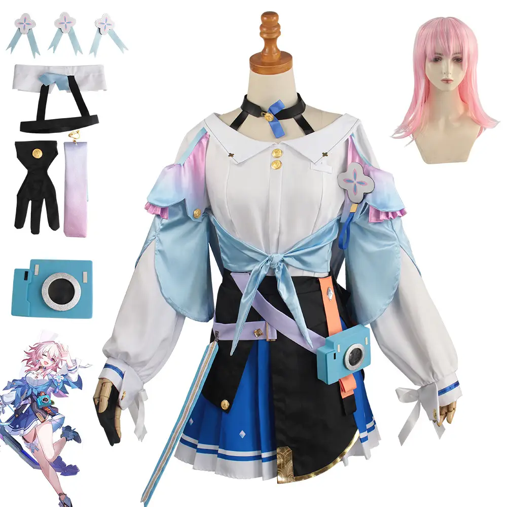 Women's Cosplay Costume Blue Black Skirt Set