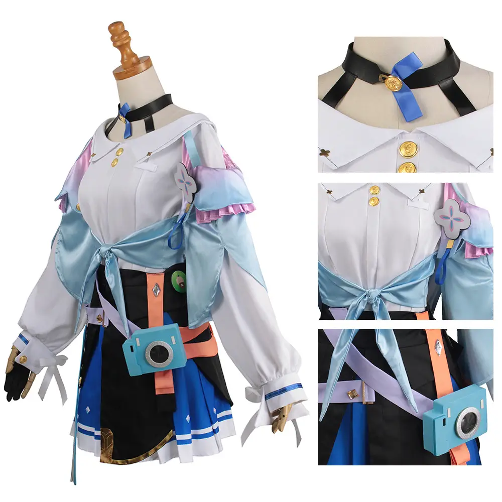 Women's Cosplay Costume Blue Black Skirt Set