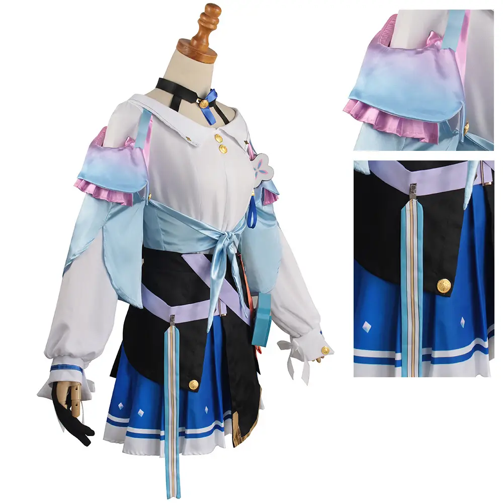 Women's Cosplay Costume Blue Black Skirt Set
