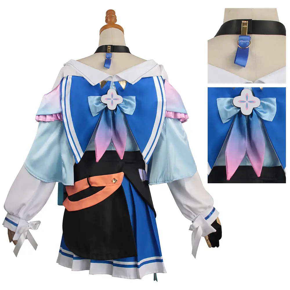 Women's Cosplay Costume Blue Black Skirt Set