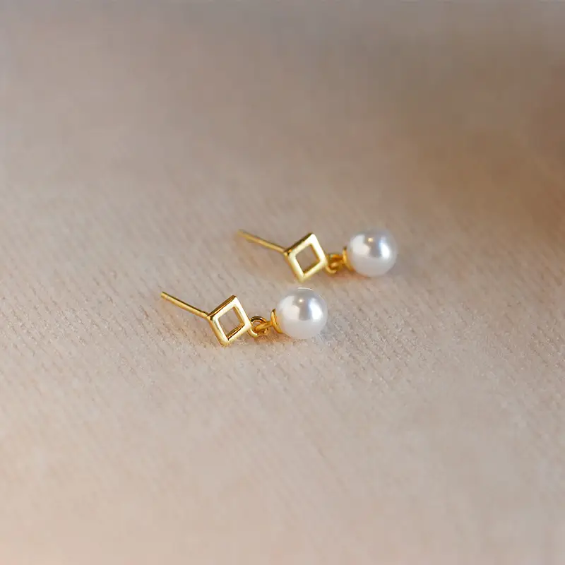 Rhombus Pearl Earrings for Women 2024 Trendy - Image 4