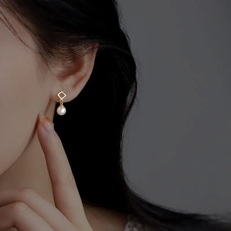 Rhombus Pearl Earrings for Women 2024 Trendy - Image 5