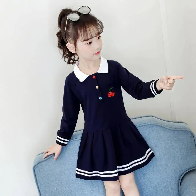 Girls Navy Blue Korean Princess Dress Spring 2022 - Image 4