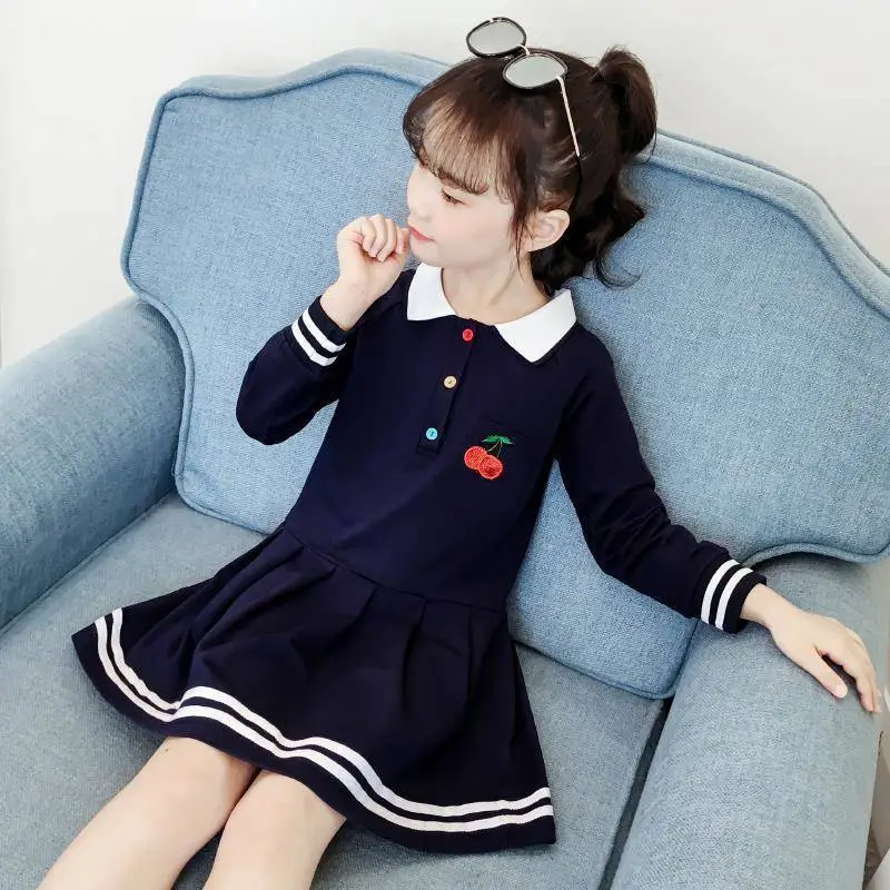 Girls Navy Blue Korean Princess Dress Spring 2022 - Image 6