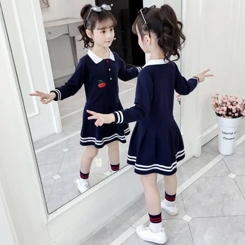 Girls Navy Blue Korean Princess Dress Spring 2022 - Image 2