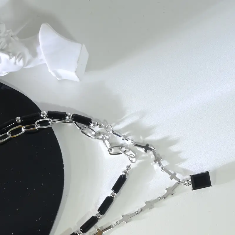 2025 Unisex Black Gemstone Double Layer Zircon Necklace Clavicle - Image 2