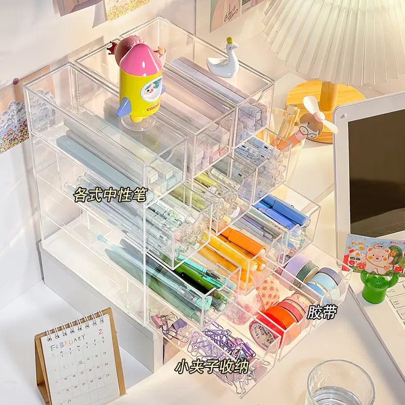 Multi-Layer Acrylic Storage Rack for Desk Organization - Image 5