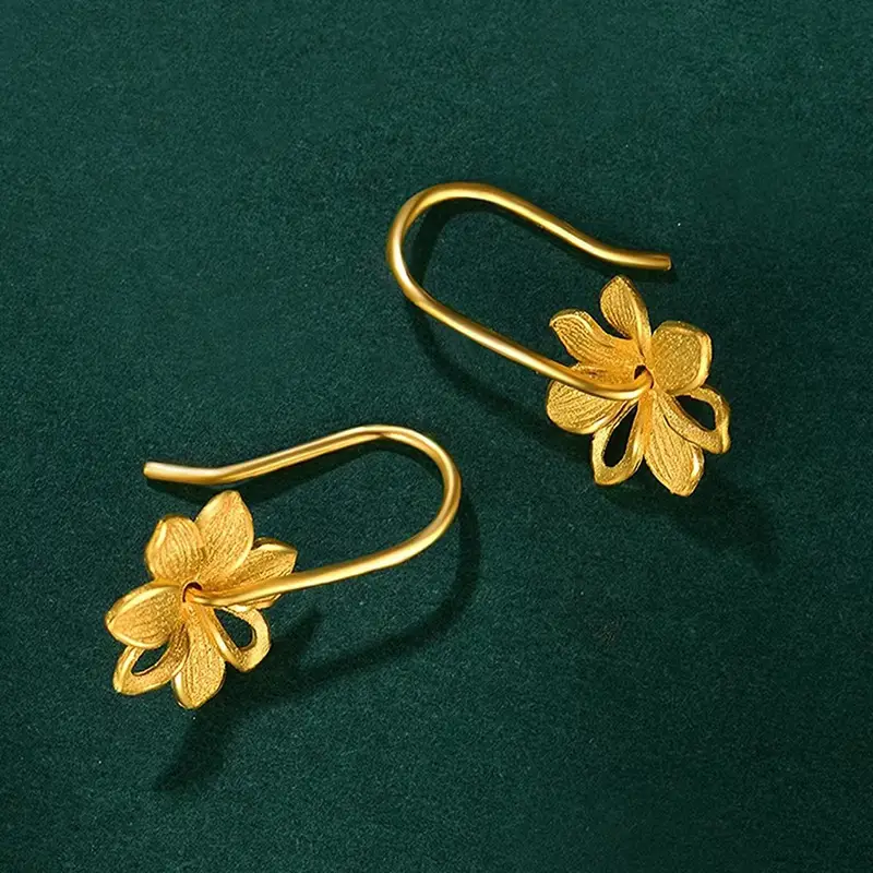 Gold Floral Earrings for Women Gift Set - Image 4