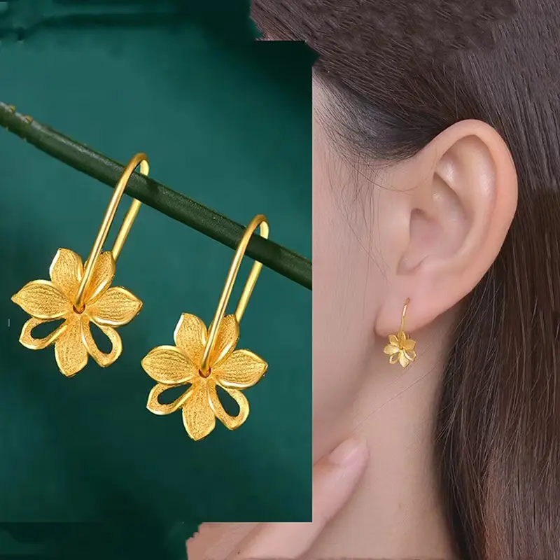 Gold Floral Earrings for Women Gift Set - Image 5