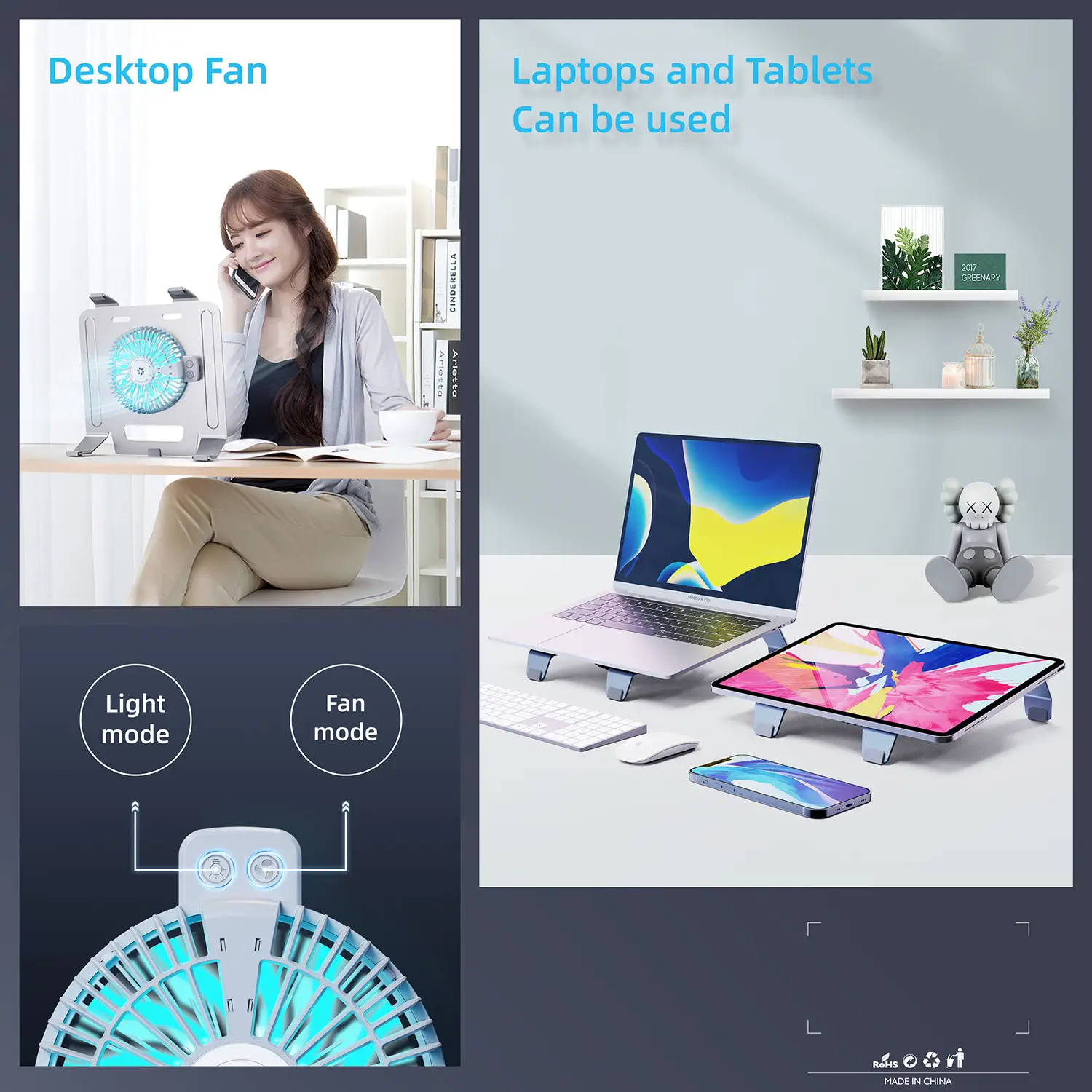 New Aluminum Fan Laptop Bracket with Blue Light - Image 4