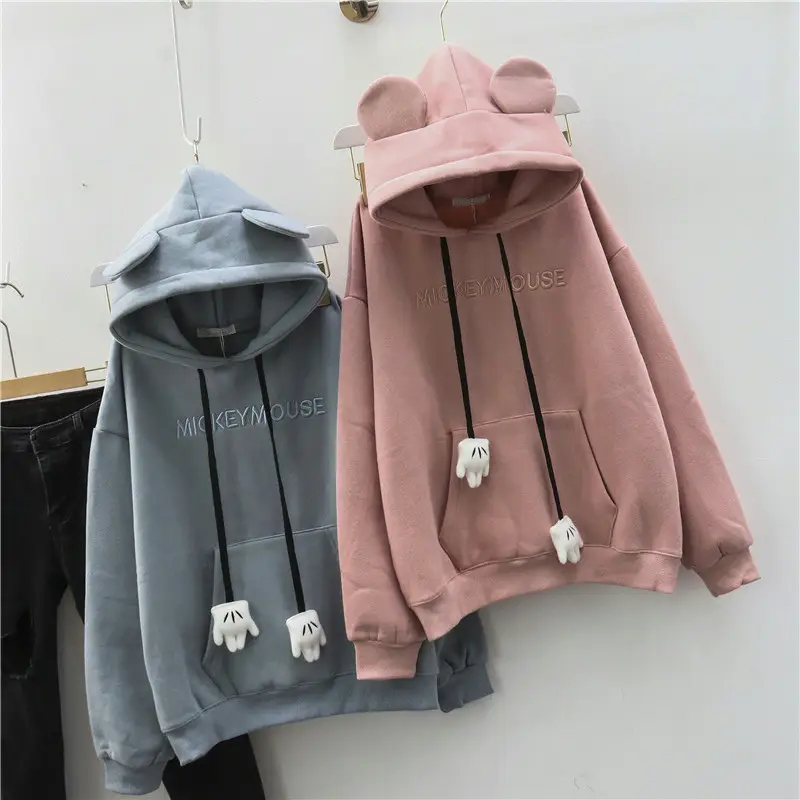 Women Fleece Hooded Jacket Rabbit Ears Multi Color - Image 8